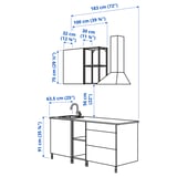 ENHET Cocina, blanco/Efecto roble, 183x63.5x222 cm