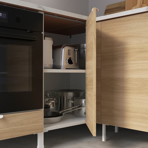 ENHET Cocina de esquina, blanco/Efecto roble