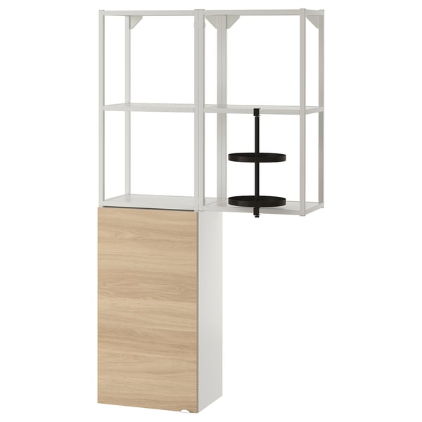 ENHET Mueble, blanco/Efecto roble, 80x32x150 cm