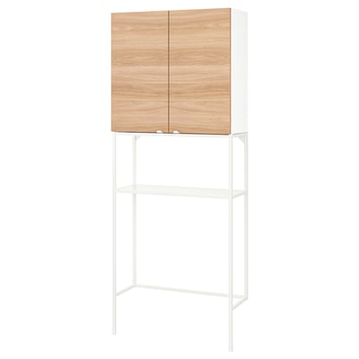 ENHET Mueble, blanco/Efecto roble, 80x32x204 cm