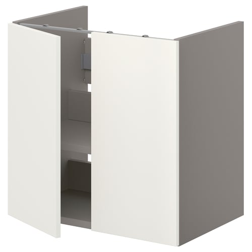 ENHET Mueble lavamanos con repisa/puertas, gris/blanco, 60x42x60 cm