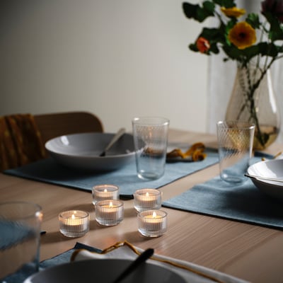 FINSMAK Candelabro portavela, vidrio incoloro, 3.5 cm