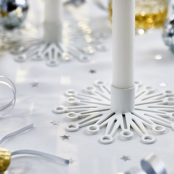 FRÖJDA Candelabro portavela, blanco, 3 cm