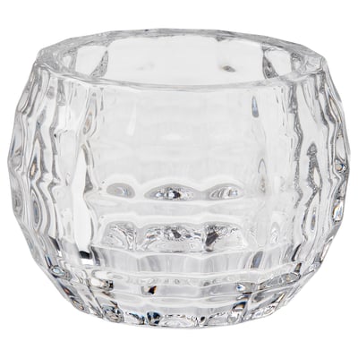 FRÖJDA Candelabro portavela, vidrio incoloro, 6 cm