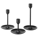 FULLTALIG Set de 3 candelabros portavela, negro