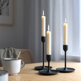 FULLTALIG Set de 3 candelabros portavela, negro