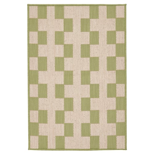 GÅNGSTIG Alfombra de cocina, tejido plano verde/blanco hueso, 60x90 cm