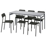 GRÅSALA / ADDE Mesa y 6 sillas, gris gris/negro, 160 cm