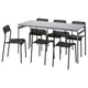 GRÅSALA / ADDE Mesa y 6 sillas, gris gris/negro, 160 cm