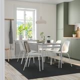 GRÅSALA / LIDÅS Mesa y 6 sillas, gris/blanco blanco, 160 cm