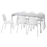 GRÅSALA / LIDÅS Mesa y 6 sillas, gris/blanco blanco, 160 cm