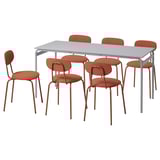 GRÅSALA / ÖSTANÖ Mesa y 6 sillas, gris/Remmarn café rojizo, 160 cm