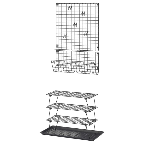 GREJIG / BAGGMUCK Muebles de entrada, juego de 6, gris