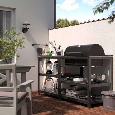GRILLSKÄR Asador carbón ext, Acero inoxidable, 172x61 cm