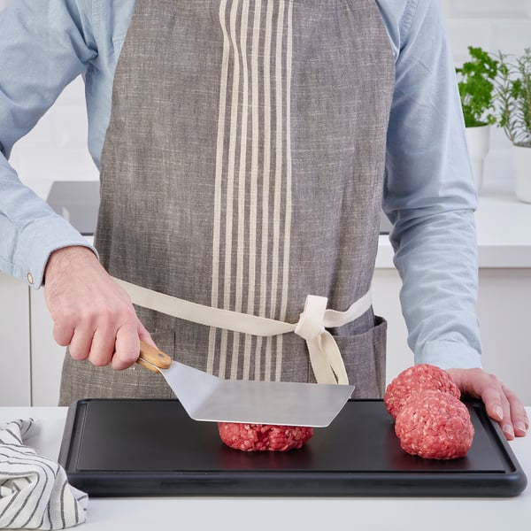 GRILLTIDER Espátula para hamburguesas, Acero inoxidable/Haya, 30 cm
