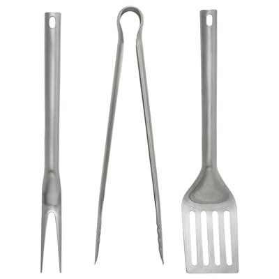 GRILLTIDER Utensilios para asador, set de 3, Acero inoxidable