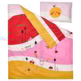 GRÖNFINK Funda plumón y funda almohada cuna, multicolor/Rayas, 110x125/35x55 cm