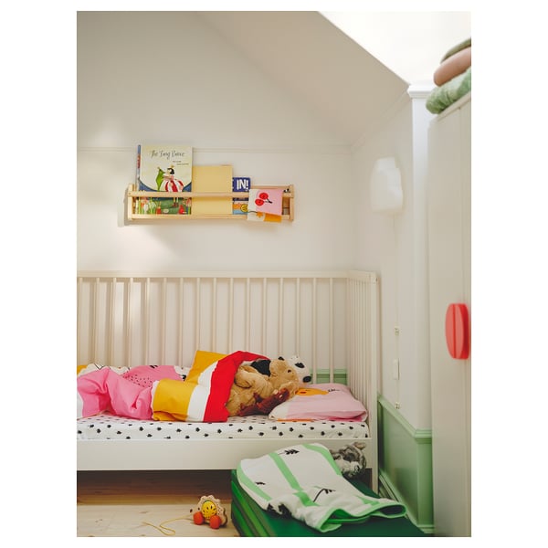 GRÖNFINK Funda plumón y funda almohada cuna, multicolor/Rayas, 110x125/35x55 cm