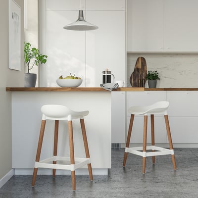 GRÖNSTA Silla de bar, altura de bar blanco/Interior / exterior, 64 cm