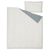 GULDVÄVARE Funda plumón y funda almohada cuna, azul/blanco floral, 110x125/35x55 cm
