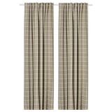 HÄGGVECKMAL Cortinas oscurecedoras, 1 par, beige/con cinta de fruncir, 145x250 cm