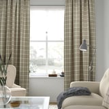 HÄGGVECKMAL Cortinas oscurecedoras, 1 par, beige/con cinta de fruncir, 145x250 cm