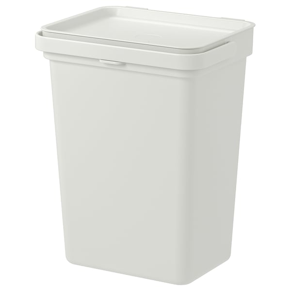 HÅLLBAR Caneca de desechos recicl con tapa, gris claro, 10 l