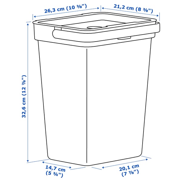 HÅLLBAR Caneca de desechos recicl con tapa, gris claro, 10 l