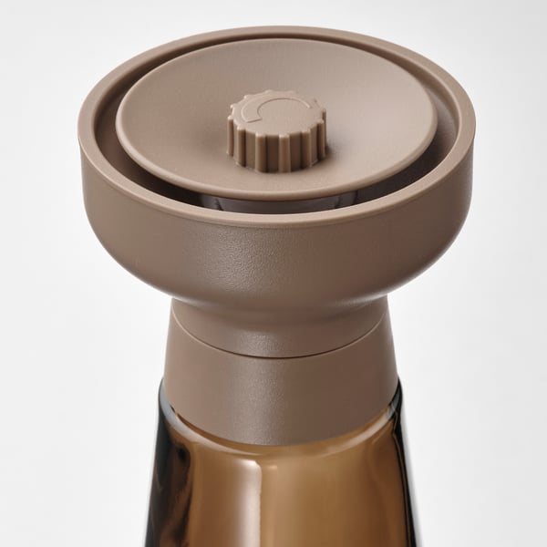 HALVTOM Molinillo pimienta, Vidrio/café, 19 cm
