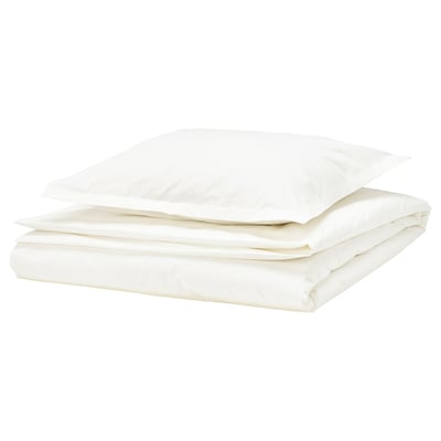 HAMPFLOCKEL Funda de plumón y funda almohada, blanco, 150x200/50x60 cm