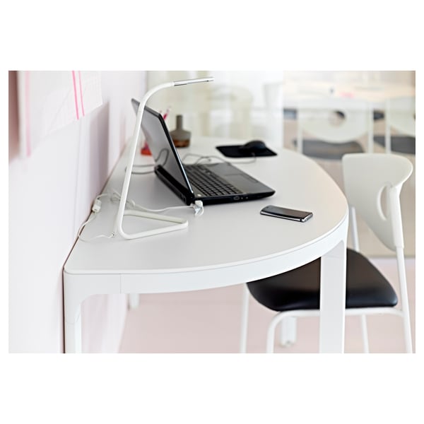 HÅRTE Lámpara de escritorio LED, blanco/gris plata