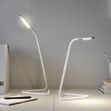 HÅRTE Lámpara de escritorio LED, blanco/gris plata