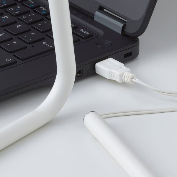 HÅRTE Lámpara de escritorio LED, blanco/gris plata
