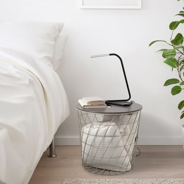 HÅRTE Lámpara de escritorio LED, negro/gris plata