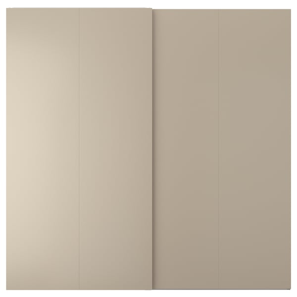 HASVIK Puertas corredizas, 2 unidades, beige grisáceo, 200x201 cm