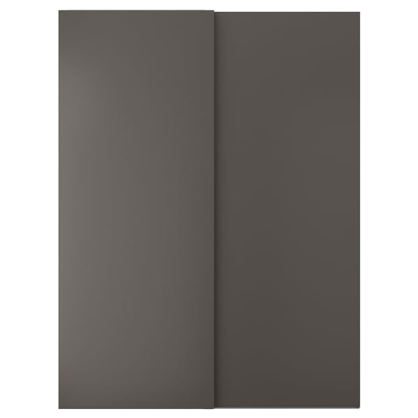 HASVIK Puertas corredizas, 2 unidades, gris oscuro, 150x201 cm