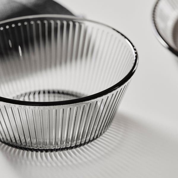 HAVSGÄDDA Tazón / bowl, a rayas/gris, 12 cm