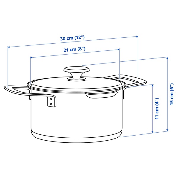 HEMKOMST Olla con tapa, Acero inoxidable/Vidrio, 3 l
