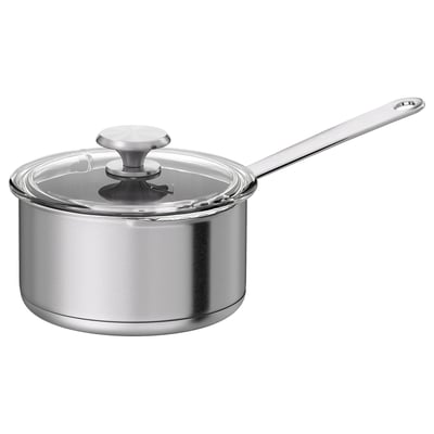 HEMKOMST Olla con tapa, Acero inoxidable/Vidrio, 2 l