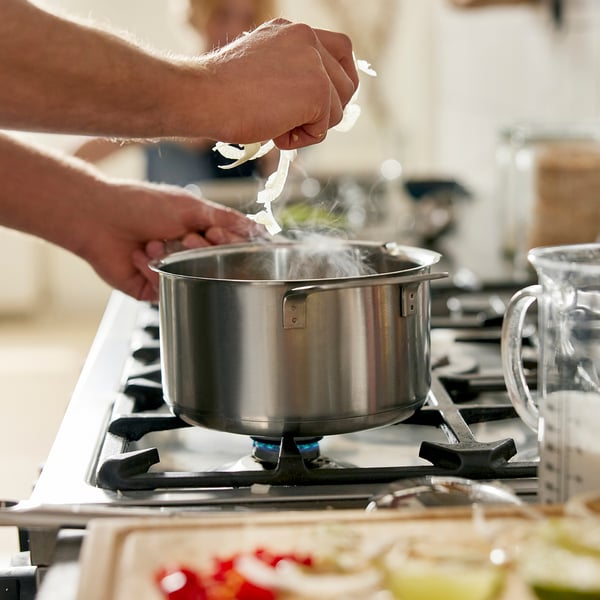 HEMKOMST Olla con tapa, Acero inoxidable/Vidrio, 3 l