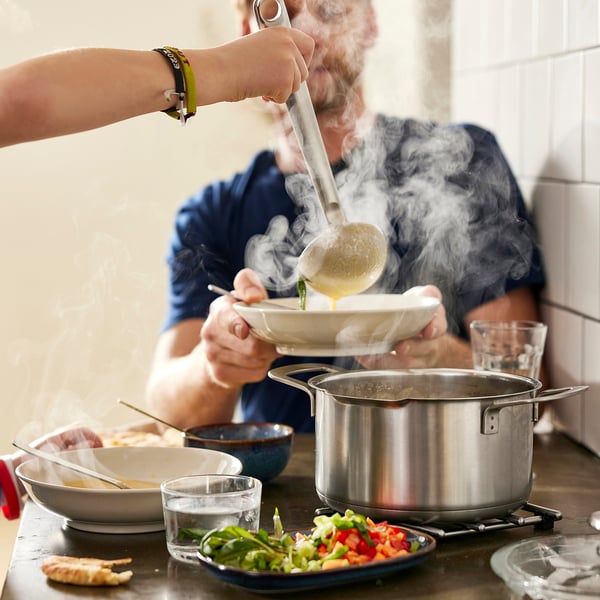 HEMKOMST Olla con tapa, Acero inoxidable/Vidrio, 3 l