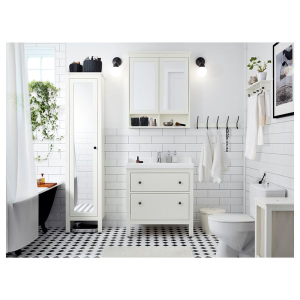 HEMNES Armario alto con espejo, blanco, 49x31x200 cm - IKEA