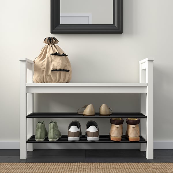 HEMNES Banco zapatero, blanco, 85x32x65 cm