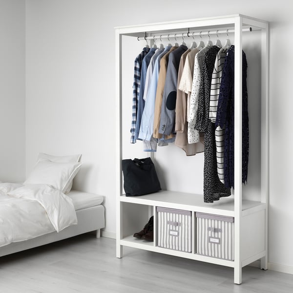 HEMNES Clóset abierto, tinturado blanco, 120x50x197 cm