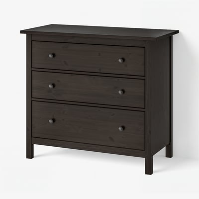 HEMNES Cómoda de 3 cajones, negro con café, 108x96 cm