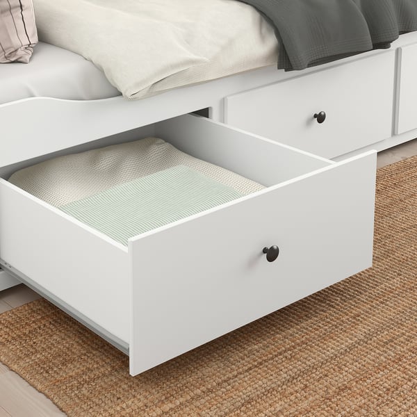 HEMNES Daybed con 3 cajones y 2 colchones, blanco/Åfjäll Firme, 80x200 cm