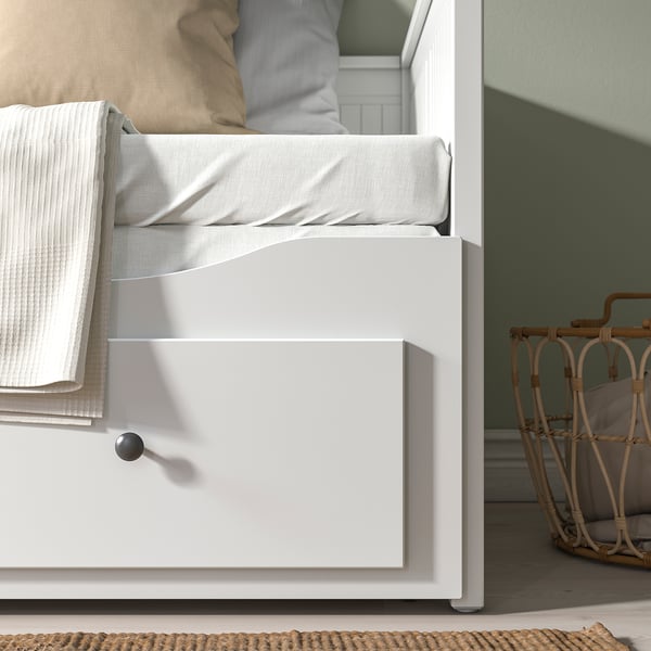 HEMNES Daybed con 3 cajones y 2 colchones, blanco/Ågotnes Firme, 80x200 cm
