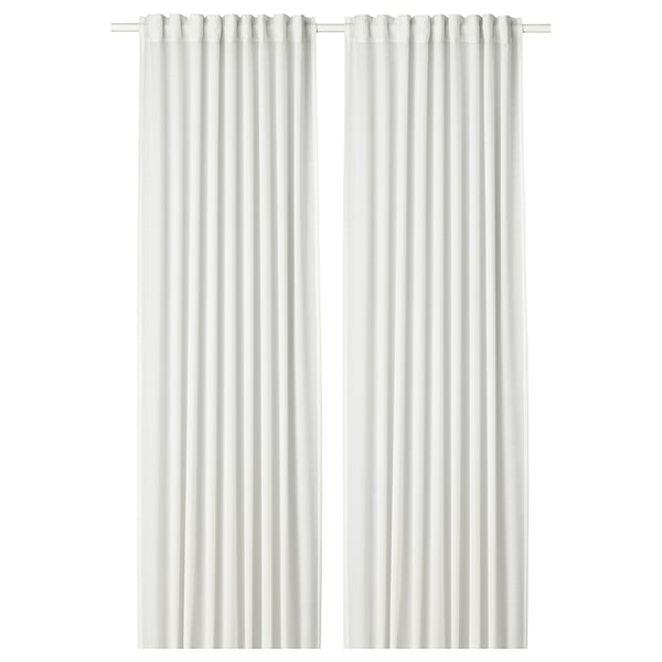 HILJA Cortinas, 1 par, blanco/con cinta de fruncir, 145x250 cm