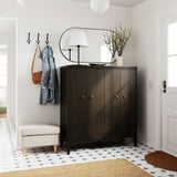 IDANÄS Mueble con puertas plegables, café oscuro Tinte, 121x135 cm