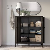 IDANÄS Mueble con puertas plegables, café oscuro Tinte, 121x135 cm